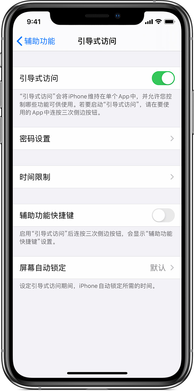 嫩江苹果手机维修分享如何在 iPhone 上退出引导式访问 