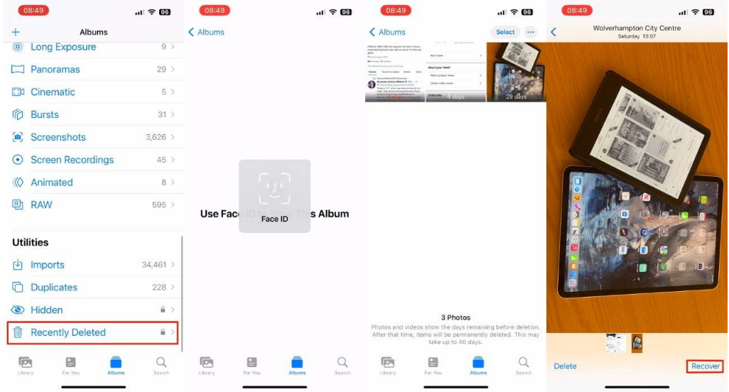 嫩江苹果14维修分享 iPhone14 上恢复已删除的照片 
