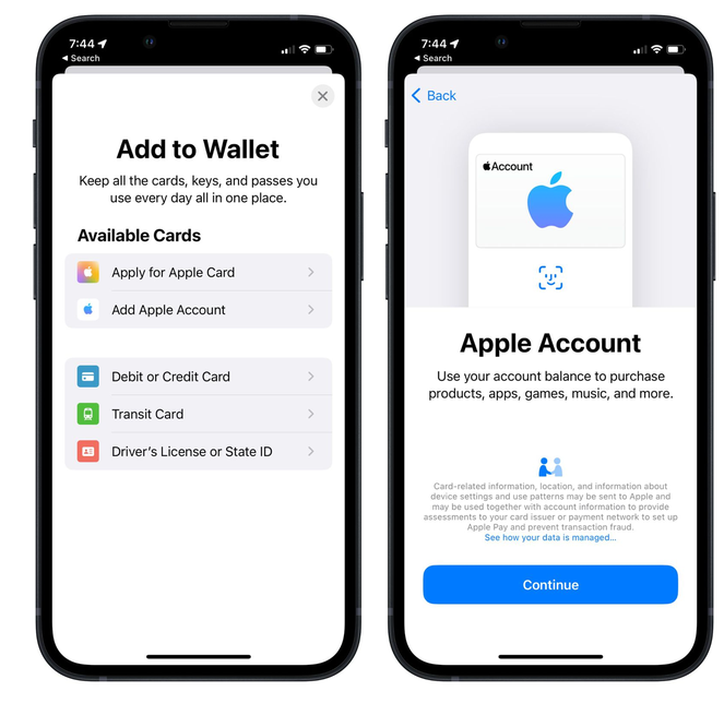 嫩江苹果手机维修分享iOS 15.5钱包App如何添加 Apple 账户 