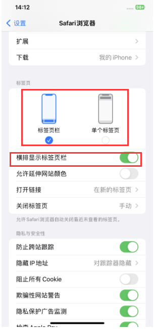 嫩江苹果手机维修分享Safari浏览器如何切换标签栏位置 